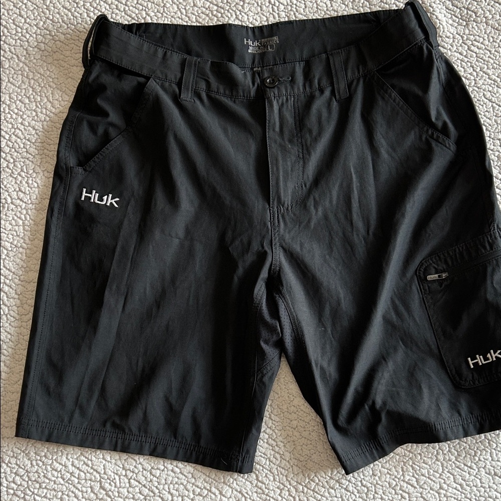 Huk Midnight Black Utility Shorts